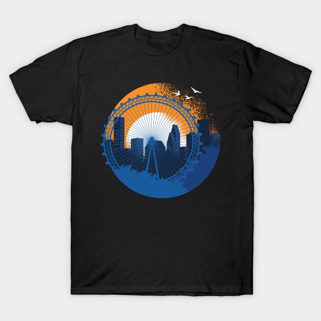 Retro 80 Style Houston Skyline T-Shirt by BamBam